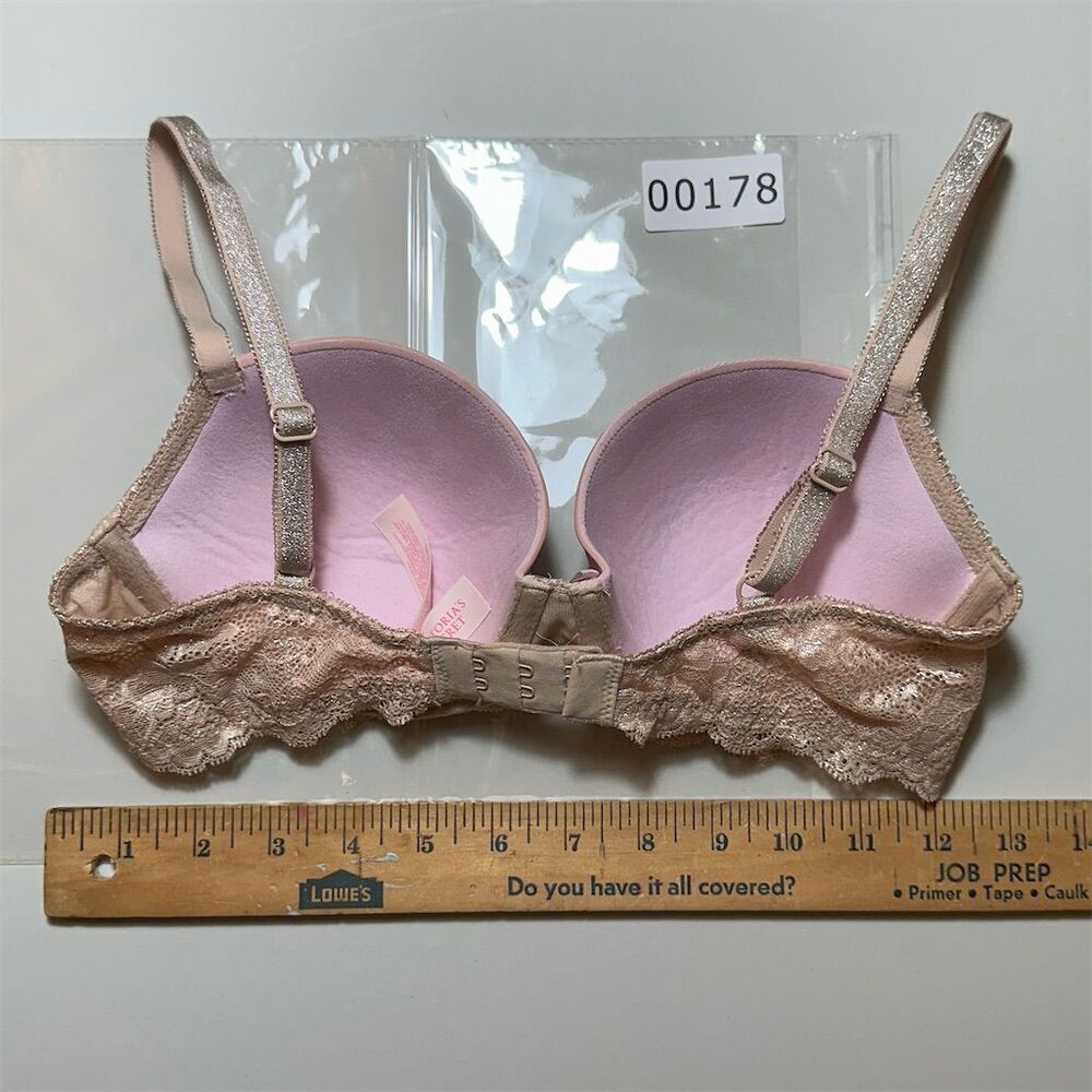 Victoria's Secret Beige Lace Balconette Bra M Underwire Adjustable Straps - Picture 3 of 5
